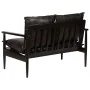 Sofá de 2 plazas cuero auténtico con madera de acacia negro by , Sofas - Ref: Foro24-246483, Price: 535,73 €, Discount: %