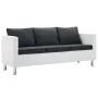 Sofá de 3 plazas de cuero sintético blanco y gris oscuro de , Sofás - Ref: Foro24-247175, Precio: 377,52 €, Descuento: %