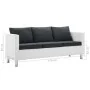 Sofá de 3 plazas de cuero sintético blanco y gris oscuro de , Sofás - Ref: Foro24-247175, Precio: 377,52 €, Descuento: %