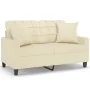 Sofá de 2 plazas con cojines cuero sintético color crema 120 cm de , Sofás - Ref: Foro24-3200799, Precio: 216,48 €, Descuento: %