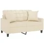 Sofá de 2 plazas con cojines cuero sintético color crema 120 cm de , Sofás - Ref: Foro24-3200799, Precio: 216,48 €, Descuento: %
