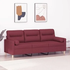 Sofá de 3 plazas con cojines tela rojo tinto 180 cm de , Sofás - Ref: Foro24-3200835, Precio: 274,15 €, Descuento: %