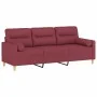 Sofá de 3 plazas con cojines tela rojo tinto 180 cm de , Sofás - Ref: Foro24-3200835, Precio: 274,15 €, Descuento: %