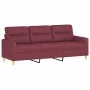 Sofá de 3 plazas con cojines tela rojo tinto 180 cm de , Sofás - Ref: Foro24-3200835, Precio: 274,15 €, Descuento: %