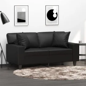 Sofá de 2 plazas con cojines cuero sintético negro 120 cm de , Sofás - Ref: Foro24-3200861, Precio: 288,28 €, Descuento: %