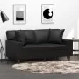 Sofá de 2 plazas con cojines cuero sintético negro 120 cm de , Sofás - Ref: Foro24-3200861, Precio: 288,28 €, Descuento: %