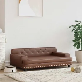 Cama para perros de cuero sintético marrón 90x53x30 cm de , Camas para perros - Ref: Foro24-171878, Precio: 110,82 €, Descuen...