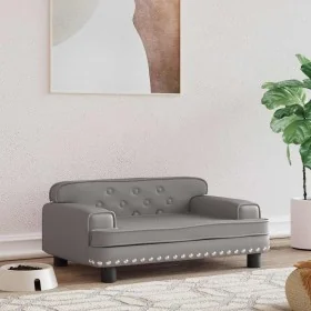 Cama para perros de cuero sintético gris 70x45x30 cm de , Camas para perros - Ref: Foro24-171892, Precio: 84,35 €, Descuento: %