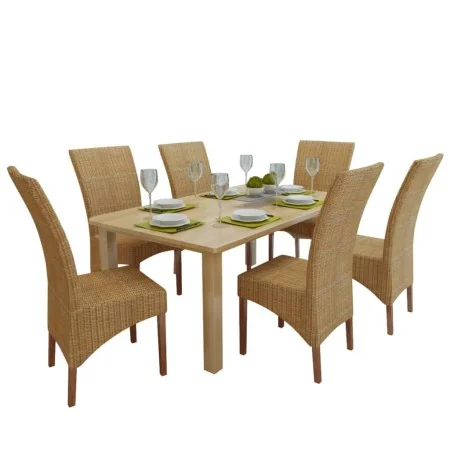 Sillas de comedor 6 unidades ratán marrón natural de , Sillas de comedor - Ref: Foro24-274205, Precio: 568,77 €, Descuento: %