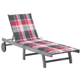 Tumbona de jardín con cojín madera maciza de acacia gris by , Loungers - Ref: Foro24-3061372, Price: 203,17 €, Discount: %