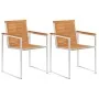 Sillas de jardín con cojines 2 uds madera maciza acacia y acero de , Sillas de jardín - Ref: Foro24-3061495, Precio: 259,15 €...
