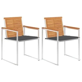 Sillas de jardín con cojines 2 uds madera maciza acacia y acero de , Sillas de jardín - Ref: Foro24-3061488, Precio: 259,15 €...