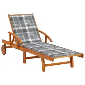 Tumbona de jardín con cojín madera maciza de acacia by , Loungers - Ref: Foro24-3061616, Price: 217,15 €, Discount: %