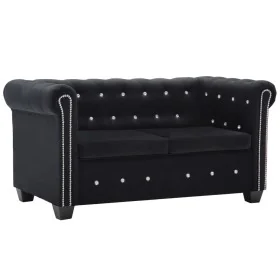 Chesterfield sofá de 2 plazas de terciopelo 146x75x72 cm negro de , Sofás - Ref: Foro24-247137, Precio: 508,74 €, Descuento: %