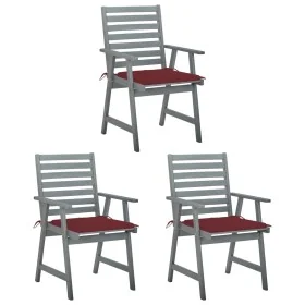 Sillas comedor de jardín 3 uds madera maciza acacia y cojines de , Sillas de jardín - Ref: Foro24-3064437, Precio: 283,16 €, ...