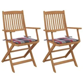 Sillas de jardín plegables 2 uds y cojines madera maciza acacia de , Sillas de jardín - Ref: Foro24-3064603, Precio: 137,12 €...