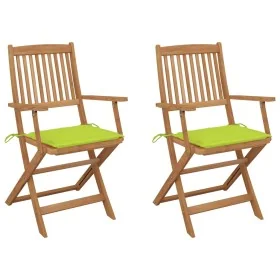 Sillas de jardín plegables 2 uds y cojines madera maciza acacia de , Sillas de jardín - Ref: Foro24-3064601, Precio: 135,53 €...