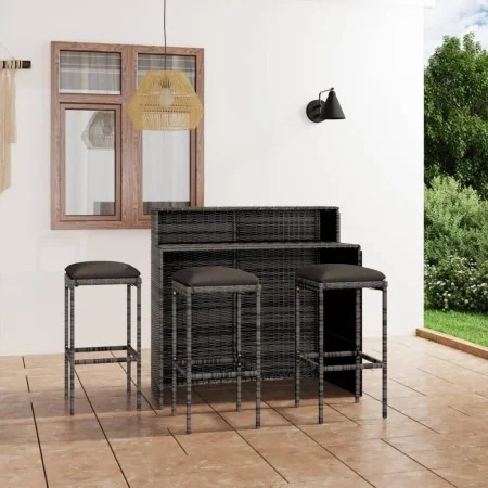 Juego muebles de bar para jardín 4 piezas y cojines gris de , Conjuntos de jardín - Ref: Foro24-3064877, Precio: 347,42 €, De...