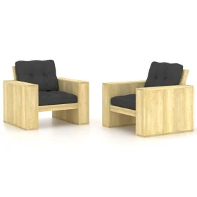 Sillas de jardín cojines antracita 2 uds madera pino impregnada de , Sillas de jardín - Ref: Foro24-3065789, Precio: 401,26 €...