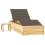 Tumbona de jardín con mesa y cojín de madera de pino impregnada von , Liegen - Ref: Foro24-3065962, Preis: 179,37 €, Rabatt: %
