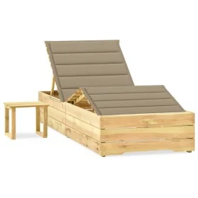 Tumbona de jardín con mesa y cojín de madera de pino impregnada by , Loungers - Ref: Foro24-3065957, Price: 182,18 €, Discoun...