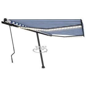 Toldo manual retráctil con LED azul y blanco 450x300 cm by , Awnings - Ref: Foro24-3069761, Price: 503,97 €, Discount: %