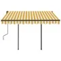 Toldo automático retráctil con postes amarillo blanco 3,5x2,5 m de , Toldos - Ref: Foro24-3070128, Precio: 473,11 €, Descuent...