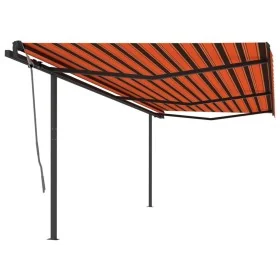 Toldo retráctil automático con postes naranja y marrón 6x3,5 m de , Toldos - Ref: Foro24-3070290, Precio: 855,75 €, Descuento: %