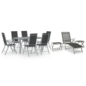 Juego de comedor de jardín 10 piezas negro y plateado by , Garden sets - Ref: Foro24-3070646, Price: 579,17 €, Discount: %