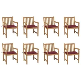 Sillas de jardín 8 uds madera maciza teca cojines rojo tinto von , Gartenstühle - Ref: Foro24-3073067, Preis: 1,00 €, Rabatt: %