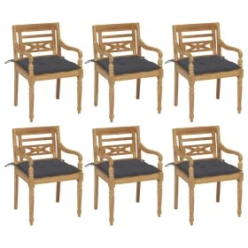 Sillas Batavia 6 unidades madera maciza de teca con cojines de , Sillas de jardín - Ref: Foro24-3073337, Precio: 745,99 €, De...