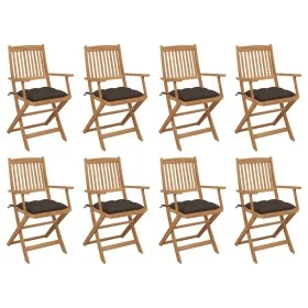 Sillas de jardín plegables 8 uds y cojines madera maciza acacia de , Sillas de jardín - Ref: Foro24-3075108, Precio: 400,28 €...