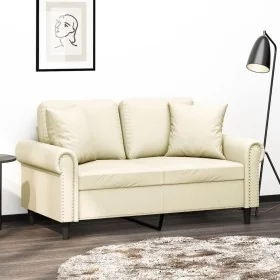 Sofá de 2 plazas con cojines cuero sintético color crema 120 cm de , Sofás - Ref: Foro24-3200926, Precio: 234,92 €, Descuento: %