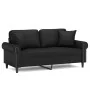 Sofá de 2 plazas con cojines cuero sintético negro 140 cm by , Sofas - Ref: Foro24-3200930, Price: 245,45 €, Discount: %
