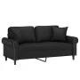 Sofá de 2 plazas con cojines cuero sintético negro 140 cm by , Sofas - Ref: Foro24-3200930, Price: 245,45 €, Discount: %