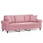 Sofá de 3 plazas con cojines terciopelo rosa 180 cm by , Sofas - Ref: Foro24-3200958, Price: 336,23 €, Discount: %
