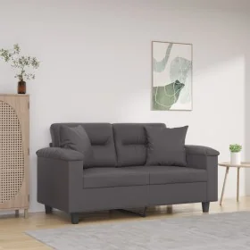 Sofá de 2 plazas con cojines cuero sintético gris 120 cm de , Sofás - Ref: Foro24-3200985, Precio: 240,55 €, Descuento: %