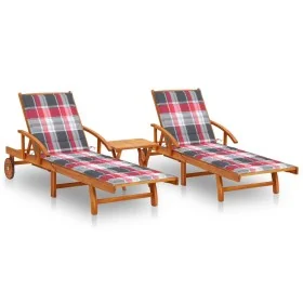 Tumbonas con mesa y cojines 2 uds madera maciza de acacia von , Liegen - Ref: Foro24-3077358, Preis: 474,90 €, Rabatt: %