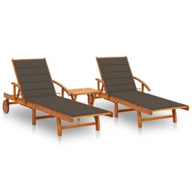 Tumbonas con mesa y cojines 2 uds madera maciza de acacia von , Liegen - Ref: Foro24-3077353, Preis: 469,95 €, Rabatt: %