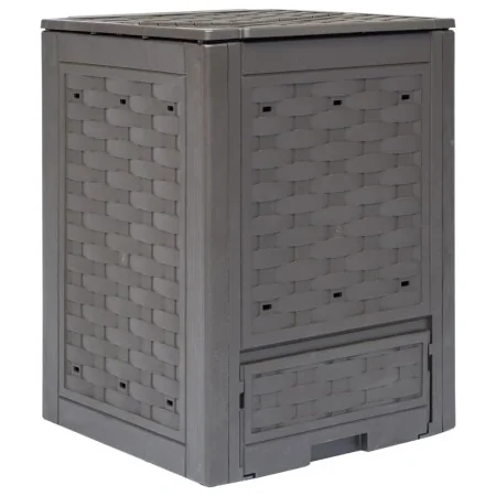 Compostador de jardín marrón plástico ratán 60x60x83 cm 300 L de , Compostadores - Ref: Foro24-45681, Precio: 97,48 €, Descue...