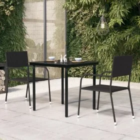 Mesa de comedor de jardín acero y vidrio negra 80x80x74 cm de , Mesas de jardín - Ref: Foro24-318746, Precio: 97,49 €, Descue...