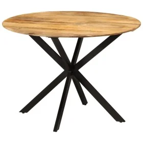 Mesa de comedor madera maciza de mango y acero 110x78 cm de , Mesas de cocina y de comedor - Ref: Foro24-338454, Precio: 245,...