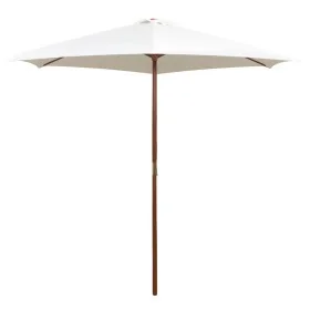 Sombrilla con palo de madera blanco crema 270x270 cm de , Sombrillas - Ref: Foro24-42962, Precio: 66,88 €, Descuento: %
