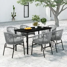 Juego de comedor de jardín 7 piezas ratán sintético gris de , Conjuntos de jardín - Ref: Foro24-3099236, Precio: 681,42 €, De...
