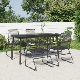 Juego de comedor de jardín 5 piezas ratán PVC negro de , Conjuntos de jardín - Ref: Foro24-3099217, Precio: 328,22 €, Descuen...