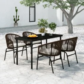 Juego de comedor de jardín 5 piezas con cojines marrón de , Conjuntos de jardín - Ref: Foro24-3099229, Precio: 519,07 €, Desc...