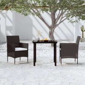 Juego de comedor de jardín 3 piezas con cojines negro de , Conjuntos de jardín - Ref: Foro24-3099281, Precio: 218,97 €, Descu...