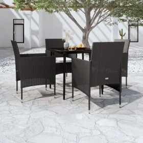 Juego de comedor de jardín 5 piezas con cojines negro de , Conjuntos de jardín - Ref: Foro24-3099306, Precio: 347,95 €, Descu...