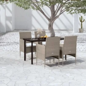 Juego de comedor de jardín 5 piezas con cojines beige y negro de , Conjuntos de jardín - Ref: Foro24-3099295, Precio: 382,23 ...