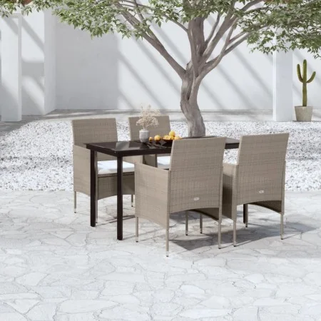 Juego de comedor de jardín 5 piezas con cojines beige y negro de , Conjuntos de jardín - Ref: Foro24-3099295, Precio: 382,23 ...
